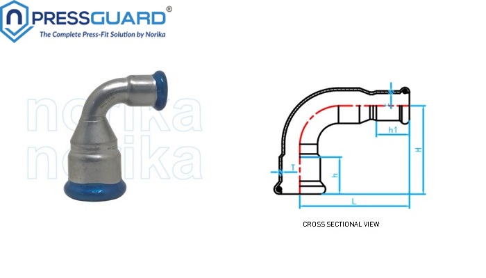 Stainless Steel 304 Press Fit 90 Deg Reducing Elbow